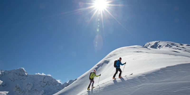 Schnee Himmel Sonne Mensch