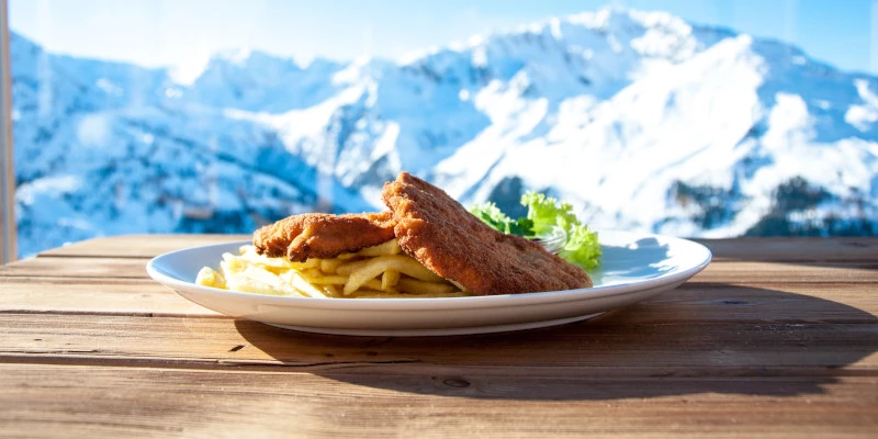 Schnitzel Teller Tisch Himmel