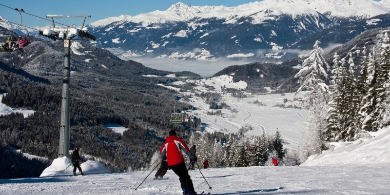 Skifahrer Schnee Berge Himmel