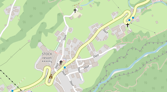 Pension auf Satellitenbild