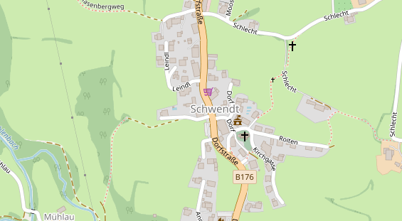 Pension auf Satellitenbild