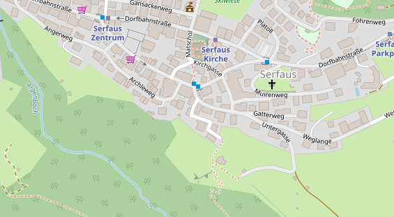 Pension auf Satellitenbild