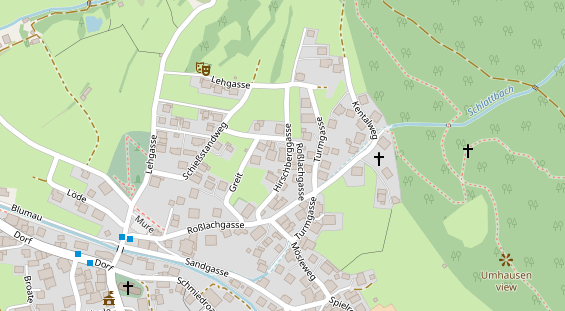 Pension auf Satellitenbild