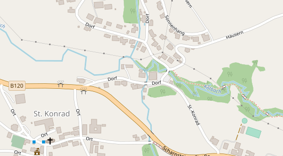 Pension auf Satellitenbild