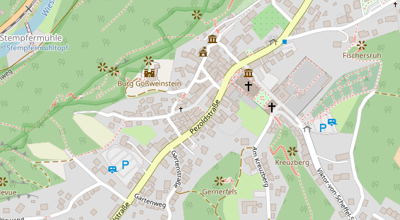 Pension auf Satellitenbild