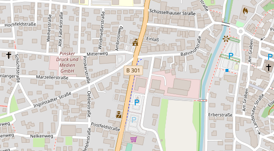 Pension auf Satellitenbild