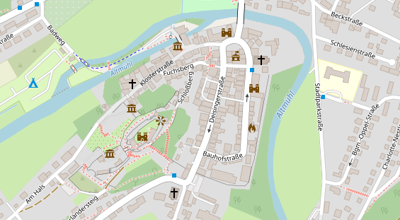 Pension auf Satellitenbild