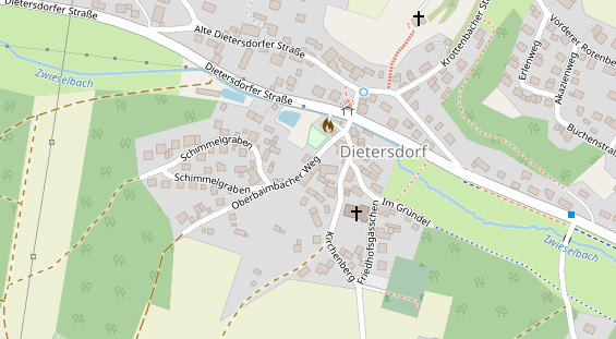 Pension auf Satellitenbild