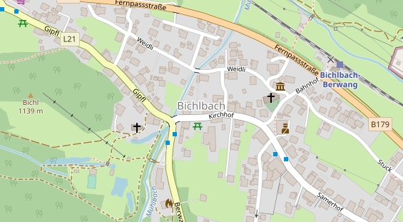 Pension auf Satellitenbild