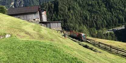 Pensionen - Terrasse - Heiligkreuz (Sölden) - Appartements Biobauernhof der Veitenhof Heuernte Sommer Niederthai im Ötztal in Tirol  - Bio & Reiterhof der Veitenhof