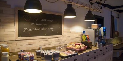 Pensionen - Frühstück: Frühstücksbuffet - Aigen im Ennstal - Gästehaus Zum Steirischen Kuss