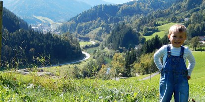 Pensionen - Parkplatz: kostenlos bei der Pension - Niederösterreich - Von uns aus haben Sie einen traumhaften Blick auf die Göstlinger Bergwelt und das Schi- und Wandergebiet Hochkar. - Biobauernhof Poidlbauer