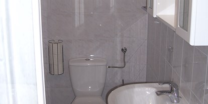 Pensionen - Niederösterreich - Sanitärbereich - neu investiert Toilette, Waschmuschel, Dusche - Haus Bergblick