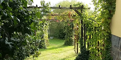 Pensionen - Umgebungsschwerpunkt: Fluss - Räckelwitz - Zugang zum Garten - Genesungsort Landhaus Dammert