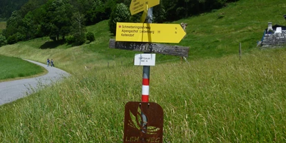 Pensionen - Parkplatz: kostenlos bei der Pension - Leogang - Wanderschuhe anziehen und einfach gehen. Gelbe Tafeln mit Wanderwege findet man überall in der Gegend - Pension zu Hause
