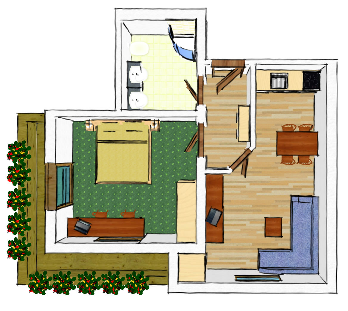 Pension am Rain Zimmerkategorien Apartment mit 1 Schlafzimmer