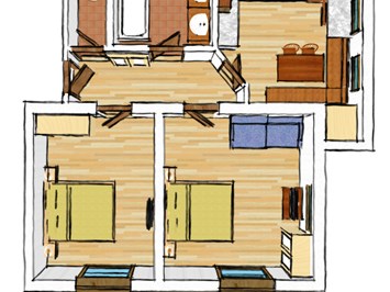 Pension am Rain Zimmerkategorien Apartment mit 2 Schlafzimmern und Balkon
