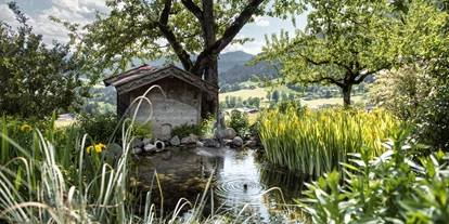 Pensionen - Parkplatz: kostenlos bei der Pension - Alpbach - Im Schlösslgarten dürfen Sie die Natur und den Lauf der Zeit beobachten. Hier finden Sie auch unser naturbelassenes Biotop. - Landhaus Ager
