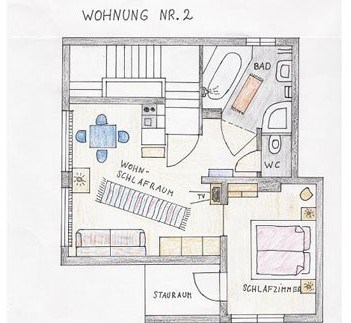 Frühstückspension: skizze Appartement "2" - Haus Heidi