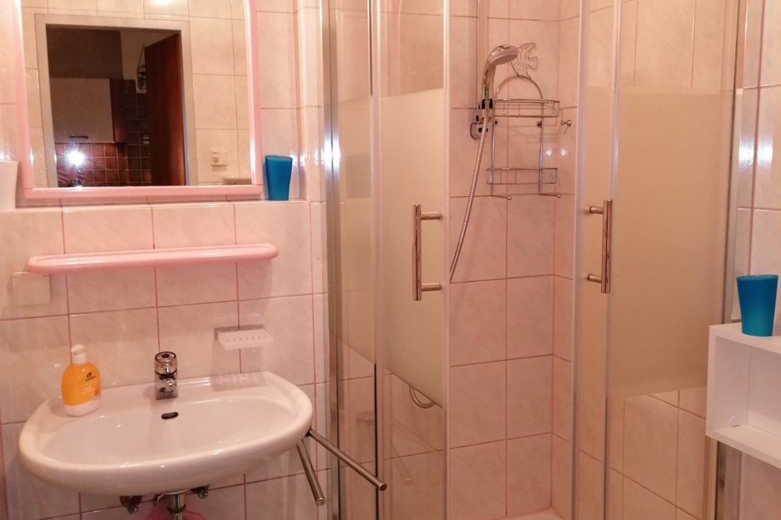 Frühstückspension: Bad mit Dusche und 2 Siegeln und Bidet - Appartement Sonja im Haus Carinthia am Nassfeld