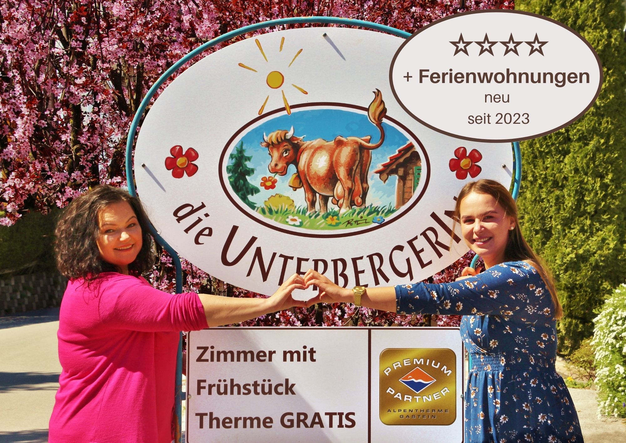 Frühstückspension: Ihre Gastgeberinnen Angelika und Elisabeth, Zimmer mit Frühstück und nagelneue Ferienwohnungen - die Unterbergerin in Gastein / Salzburg - Apartment, Ferienwohnung und Zimmer mit Frühstück & GRATIS Thermeneintritt