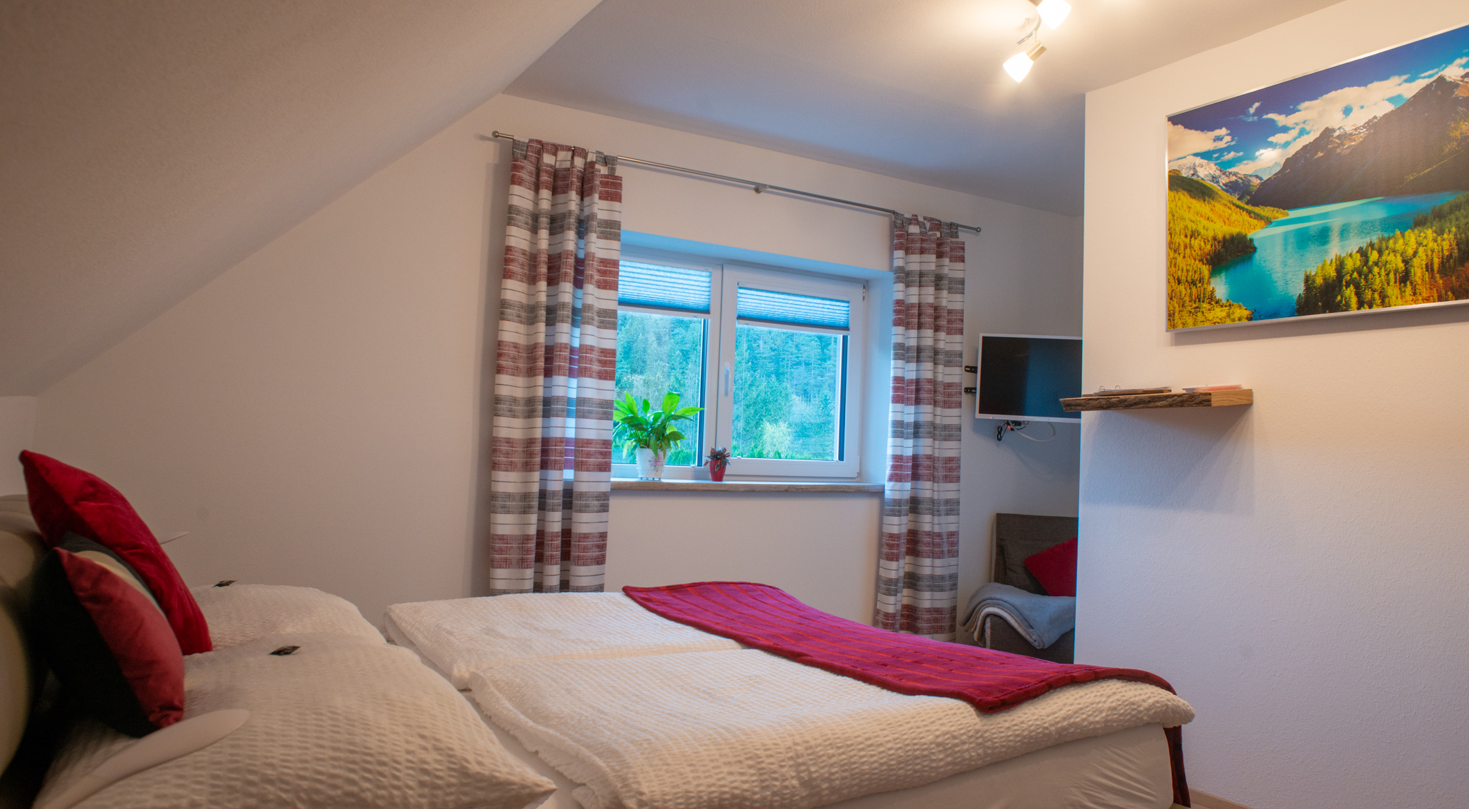 Frühstückspension: Dreibettzimmer, Doppelbett und Schlafsofa, Bad/WC, Bettwäsche und WC - Papier vorhanden,Handtücher, gratis WLAN, Flat TV, Kosmetikartikel          2 - max. 3 Personen - Burnout Wildalps