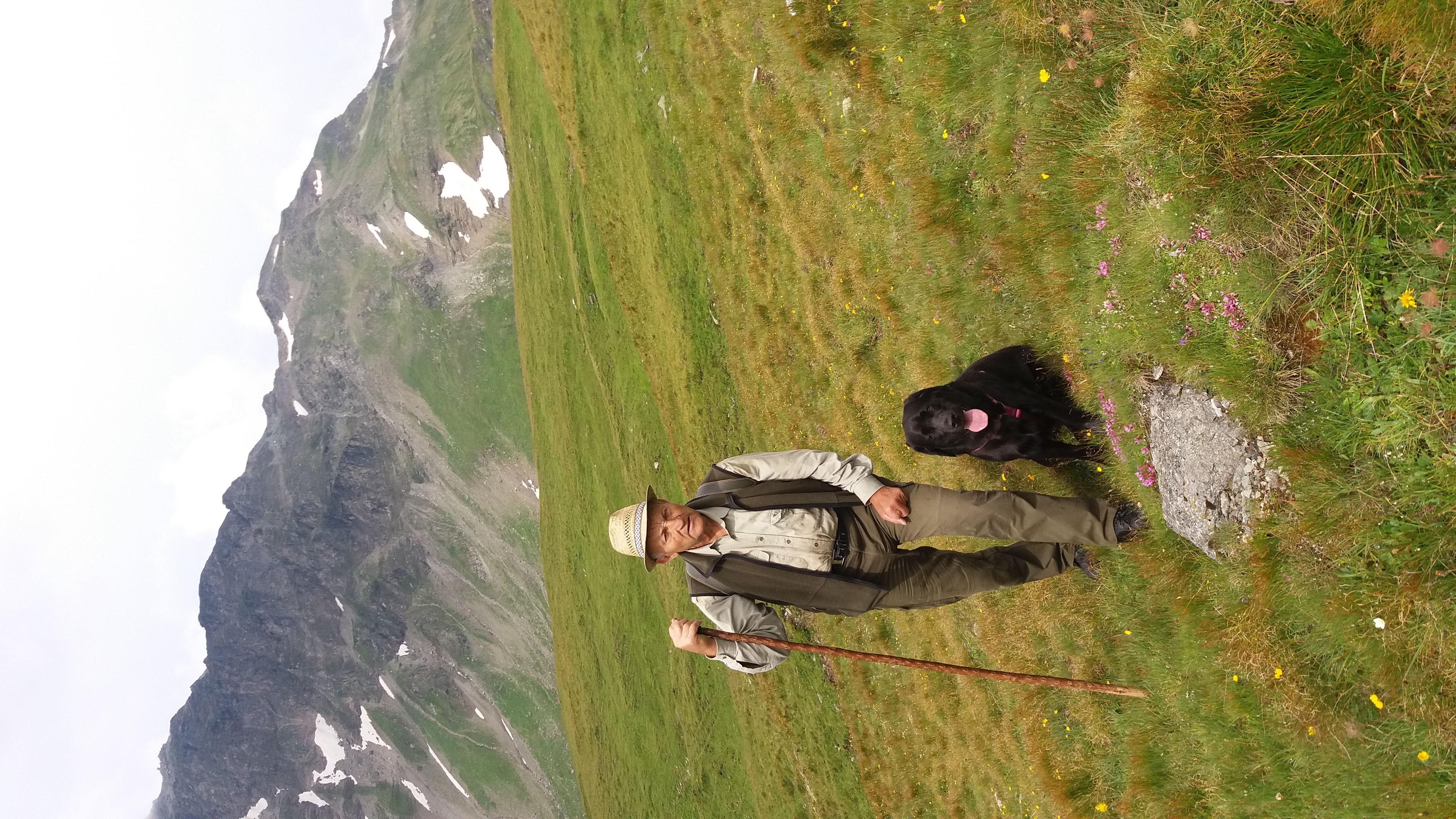 Frühstückspension: Opa Hans hält mit Luna Nachschau beim Vieh. - Panoramapension Platzer