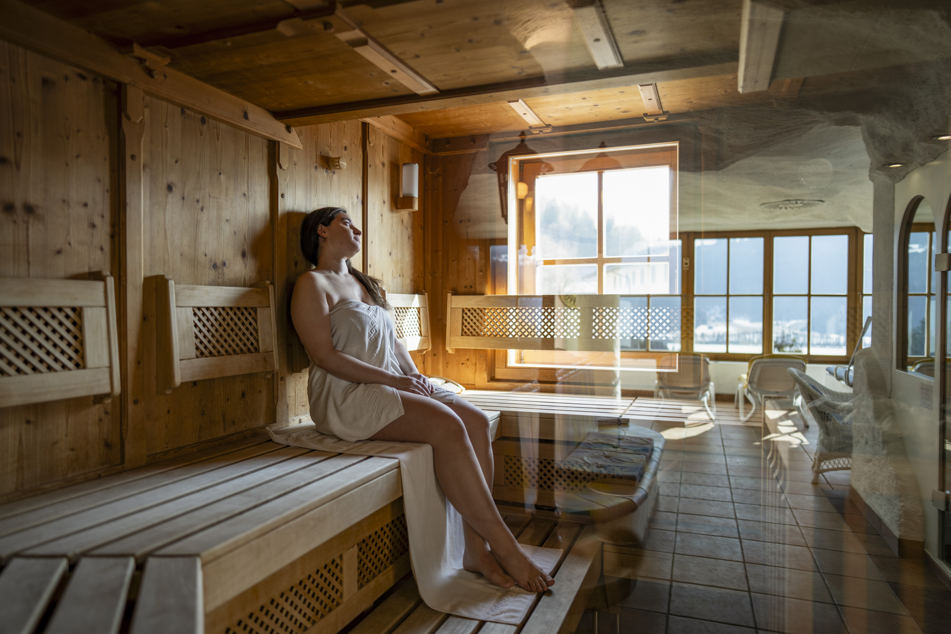 Frühstückspension: Finnische Sauna im Wellnessbereich - Hotel Glocknerhof