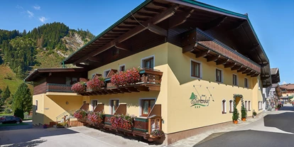 Pensionen - Parkplatz: kostenlos bei der Pension - Leogang - Außenansicht Sommer - Frühstückshotel Birkenhof