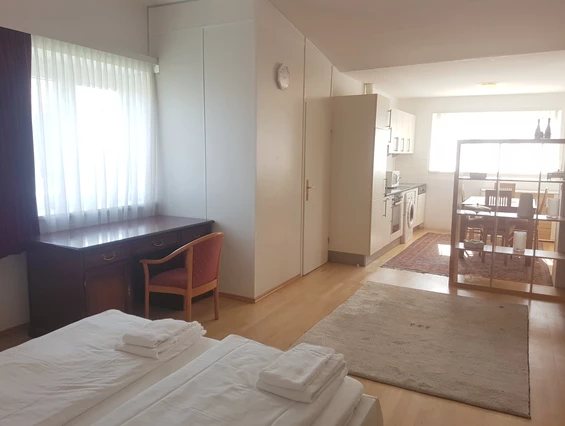Frühstückspension: Appartement mit Küche, Schlafzimmer/Küche - Hotel Pension Haydn