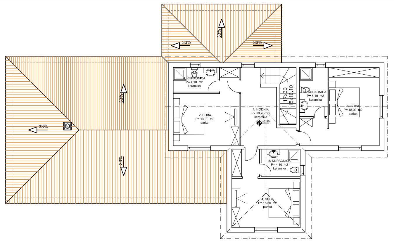 Frühstückspension: Grundriss OG - Villa Jasmin Sumber