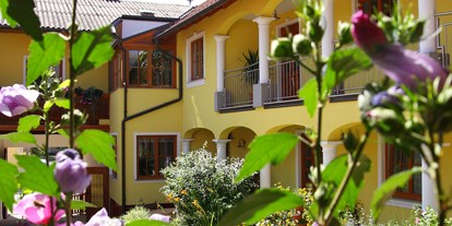 Pensionen - Terrasse - Michelstetten - Unsere Zimmer befinden sich im ruhig gelegenen Arkadeninnenhof! - Weingut- Gästezimmer Schwalm