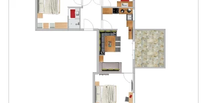 Pensionen - Parkplatz: kostenlos bei der Pension - Leogang - Grundriss Appartment 1 - Apartments Salzburgerhof