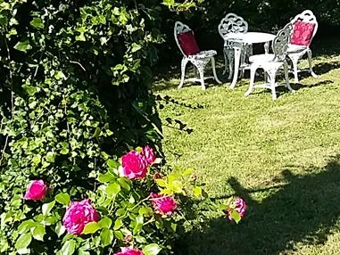Frühstückspension: ein Sitzplatz im Garten - Genesungsort Landhaus Dammert