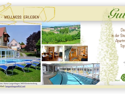 Pensionen - Restaurant - Muster für Gutschein - Ferienapartment  im Biodorf Bad Waltersdorf