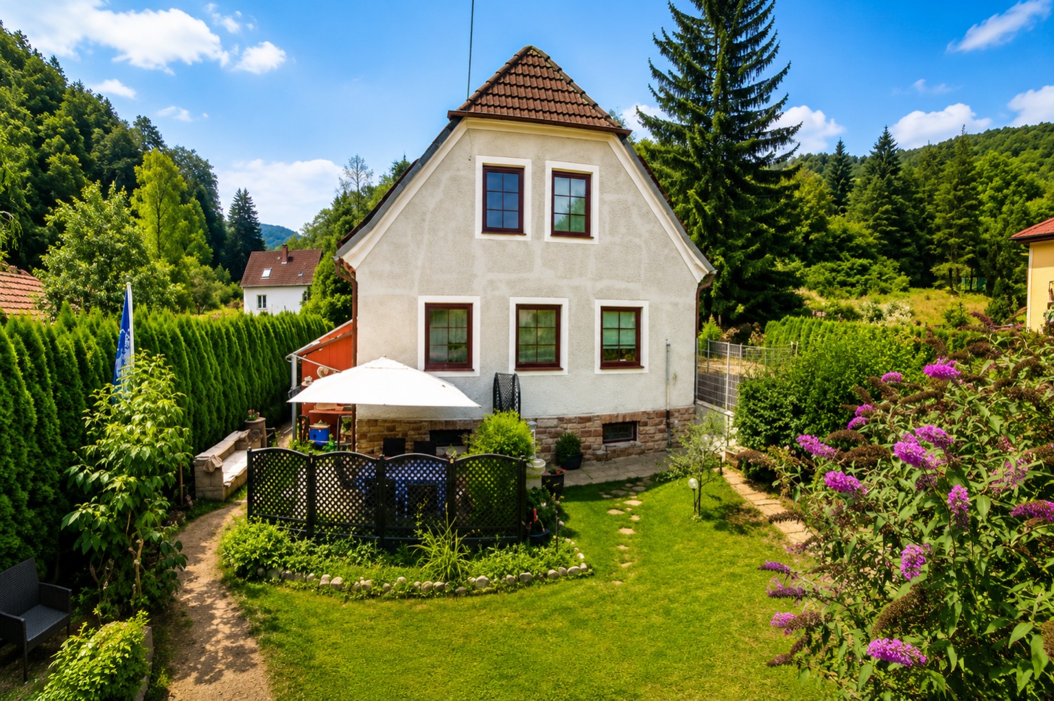 Frühstückspension: Gartenansicht - Zuhause am Bach - Wachau