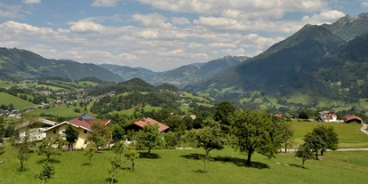 Pensionen - Parkplatz: kostenlos bei der Pension - Leogang - Ausblick vom Balkon - Bio-Bauernhof Reitmayrgut