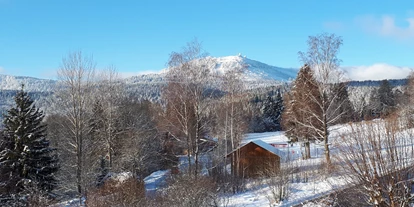 Pensionen - Eppenschlag - Ausblick vom Balkon zum Arber und Hohenzollern Loipe - Pension Arbersonne