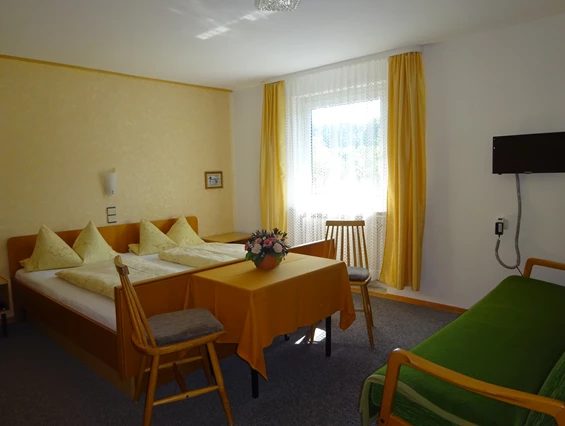 Frühstückspension: Doppelzimmer mit Blick in den Garten, ruhig gelegen mit Dusche, WC und Fernseher. - Pension Waldeck