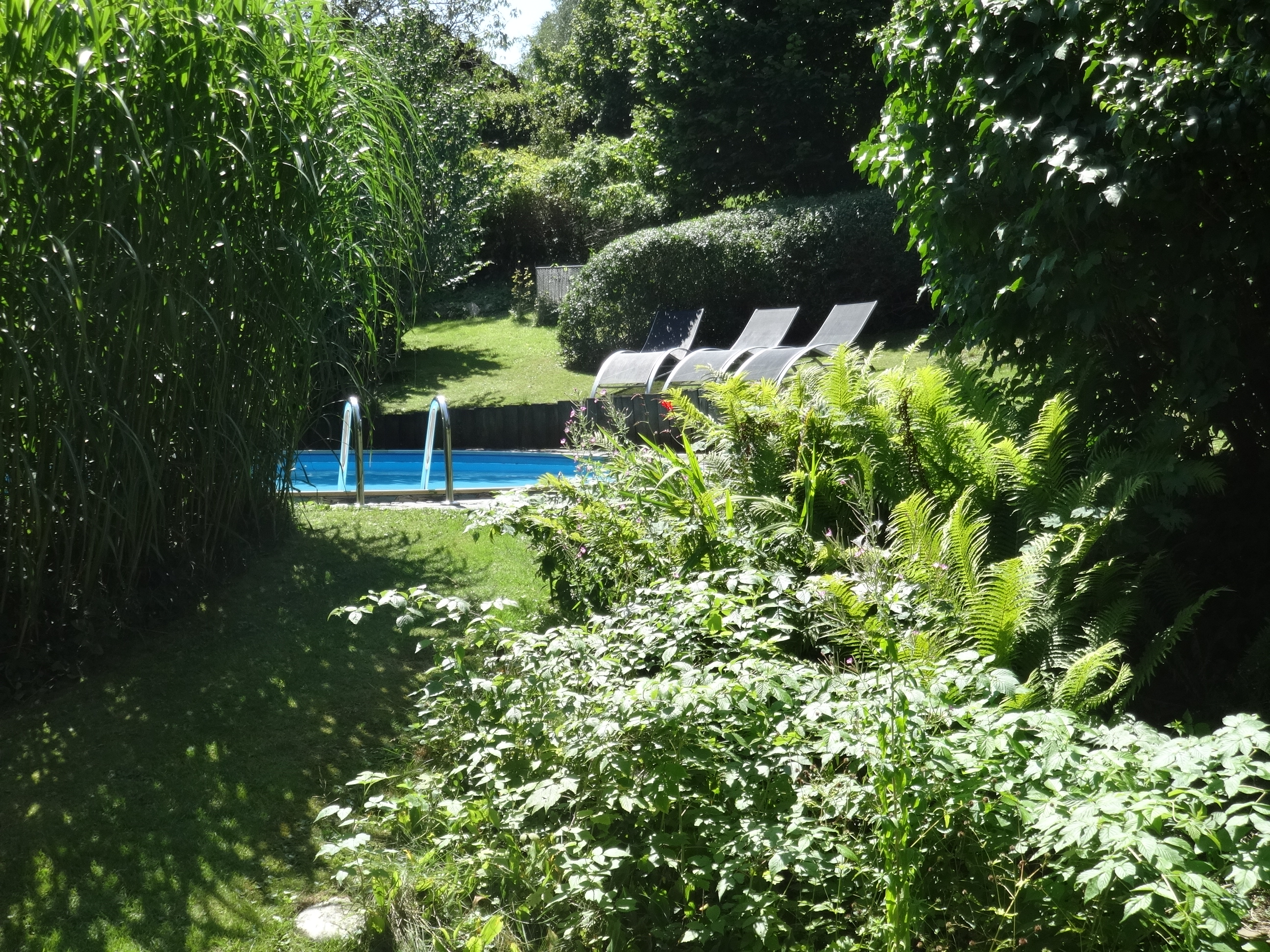 Pensionen - Region Chiemsee - Garten mit Pool - Gästehaus Ehrlich
